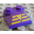 Lego Used - Slope Curved 2 x 2 x 2/3 with 2 Studs and Curved Sides with Yellow Trian~ [Dark Purple]