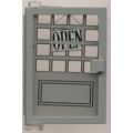 Lego Used - Door 1 x 4 x 5 Left with Trans-Clear Glass and Open Sign &amp; 16 Small P~ [Light Gray]