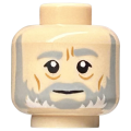 Lego NEW - Minifigure Head Beard with Light Bluish Gray Beard and Eyebrows Furrowed~ [Light Nougat]
