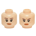 Lego NEW - Minifigure Head Dual Sided Female Dark Brown Eyebrows Black Eyelashes,F~ [Light Nougat]