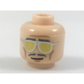 Lego NEW - Minifigure Head Dark Bluish Gray Eyebrows and Moustache Silver and Gold~ [Light Nougat]