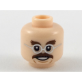 Lego NEW - Minifigure Head Dark Brown Bushy Eyebrows and Moustache Silver RoundGla~ [Light Nougat]