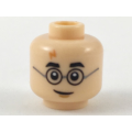 Lego NEW - Minifigure Head Medium Nougat Lightning Scar Black Eyebrows and Glasses~ [Light Nougat]