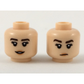 Lego NEW - Minifigure Head Dual Sided Female Dark Brown Eyebrows Nougat Lips,Neutr~ [Light Nougat]