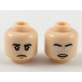 Lego NEW - Minifigure Head Dual Sided Black Eyebrows Neutral Expression / Angry wit~ [Light Nougat]
