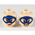 Lego NEW - Minifigure Head Dual Sided Female Blue Domino Mask Reddish BrownEyebrow~ [Light Nougat]