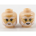 Lego NEW - Minifigure Head Dual Sided White Bushy Eyebrows and Beard Gold Glasses,~ [Light Nougat]
