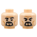 Lego NEW - Minifigure Head Dual Sided Black Eyebrows and Goatee Medium Nougat Cheek~ [Light Nougat]