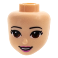 Lego Used - Mini Doll Head Friends with Brown Eyes Dark Pink Lips and Open Mouth Pa~ [Light Nougat]
