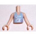 Lego Used - Torso Mini Doll Girl Medium Blue Halter Top with Medium Lavender Paw Pr~ [Light Nougat]
