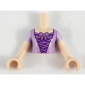 Lego NEW - Torso Mini Doll Girl Lavender Top with Metallic Pink Lacing and Bow Patt~ [Light Nougat]