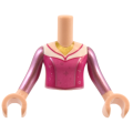 Lego NEW - Torso Mini Doll Girl Magenta and Dark Pink Dress with Metallic Pink Star~ [Light Nougat]