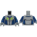 Lego NEW - Torso Racing Suit Dark Blue Panels Silver Zipper Lime Logo Pattern / Dark~ [Flat Silver]