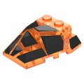 Lego Used - Wedge 4 x 4 Fractured Polygon Top with Black Facets Pattern~ [Trans-Orange]