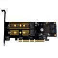 3-in-1 Msata and M.2 SSD to PCI-E 4X and SATA3 Adapter with Heatsink