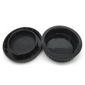 Camera Body Cover + Rear Lens Cap Set for Nikon SLR Camera - Black