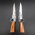 AK47 Portable Folding Knife with LED for Self-Defense - Brown