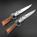 AK47 Portable Folding Knife with LED for Self-Defense - Brown