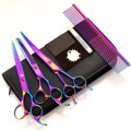 Pet Hair Cut Colorful Scissors Clippers Flat Tooth Cut Pets Beauty Tools Set Kit Dogs Grooming Hair