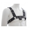 Punk Style Premium Leather Harness Body Shoulder Strap, Binding Cage Sculptures Breast Belt, O Metal