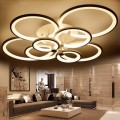 Ring Shape White Finished Chandeliers, LED Circle Modern Ceiling Hanging Lamp Light for Living Room