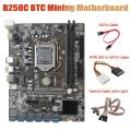 B250c Miner Motherboard+dual Switch Cable with Light+4pin Ide to Sata