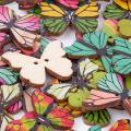 Colorful Wooden Butterfly Buttons 200pcs 2 Holes Wood Buttons