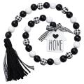 Farmhouse Wood Bead Garland,black & White Wooden Beads with Tassels