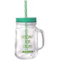 450ml Drinking Glass Set Mason Jar Mugs with Handle &straws (green)