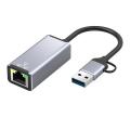 Usb C/usb A to Rj45 Network Card 2-in-1 Network Card Adapter 100mbps