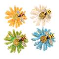 Bee Flower Gold Napkin Rings, Summer Sweet Napkin Rings 4-piece Set