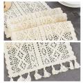 Nordic Crochet Lace Table Runner with Tassel Cotton Home Decor B