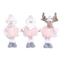 Christmas Pink Stretchable Santa Claus Snowman Plush Dolls Toy C