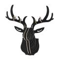 3d Wood Carving Deer Head Decoration Wall and Hook Door - Black