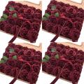 Artificial Flowers 25pcs Real Looking Burgundy Fake Roses