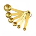 6pcs/set Measuring Spoon Stainless Steel Measuring Cup Coffee Gold