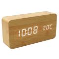 Wooden Led Alarm Clocks Digital Display Table Clock Bamboo Wood Color