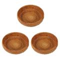 3x Handmade Autumn Rattan Weaving Storage Dish Rattan Bread Basket