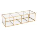 Gold Grid Glass Flip Storage Tank Cosmetics Storage Box C