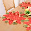 Christmas Placemat Set Of 4, with Red Flower Printed, Non-slip Place