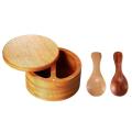 Bamboo Salt and Pepper Box, with 2 Swivel Lid and Magnet to Keep Dry