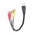 1pc Usb Male Plug to 3 Rca Female Adapter Audio Converter for Hdtv Tv