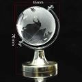 Crystal Glass Frosted World Globe Stand Paperweight Home Decorate