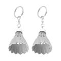 2x Keychain Handtasche Split Ring Kunststoff Badminton Keyring Weiss