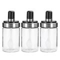 3 Pcs Glass Spice Jars Seasoning Box, with Spoon and Lid Design