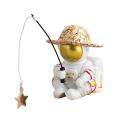 Astronaut Figurines Statue Spaceman with Straw Hat Miniature Home A