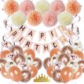 Rose Gold Birthday Party Decorations Set with Happy Birthday Banner