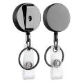 2 Pack Heavy Duty Retractable Badge Holder Reel(small Glossy Black)