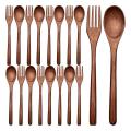 16pcs Wooden Spoons Forks Set Including Wooden Spoons Wooden Forks