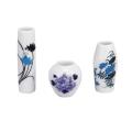 Set Of 3pcs Dollhouse Miniature Plastic Vase-blue Painted Floral